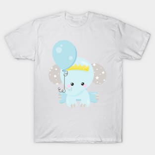 Cute Elephant, Elephant With Balloon, Crown, Stars T-Shirt